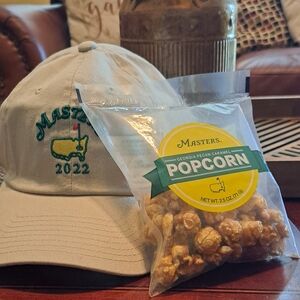 Authentic Masters golf tournament cap with souvenir popcorn